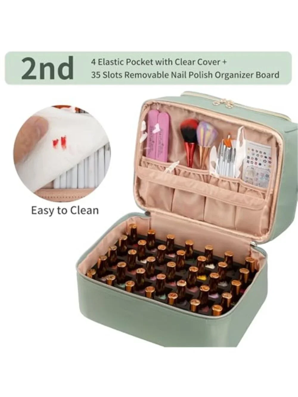 Nail Polish Organizer Case, Nail Supplies Storage Box Holds 45 Bottles Nail lamp